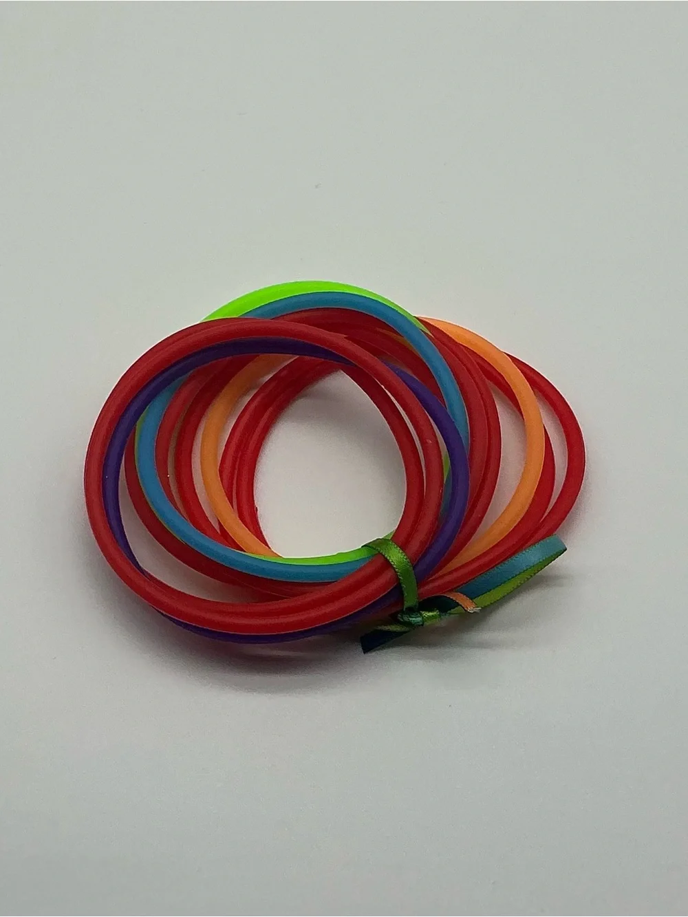 Red and Rainbow 80s Barrettes & 12 Red and Rainbow Jelly Bracelets